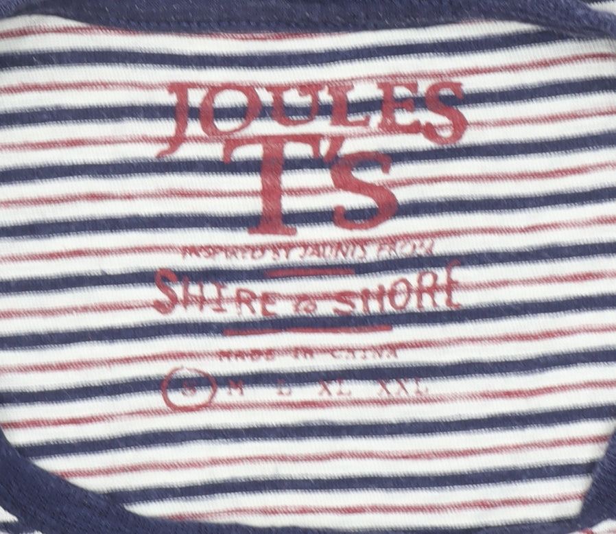 Joules Men's Blue Striped Nautical Crew Neck Cotton T-Shirt Size L