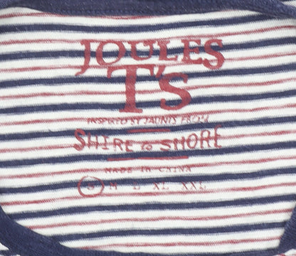 Joules Men's Blue Striped Nautical Crew Neck Cotton T-Shirt Size L