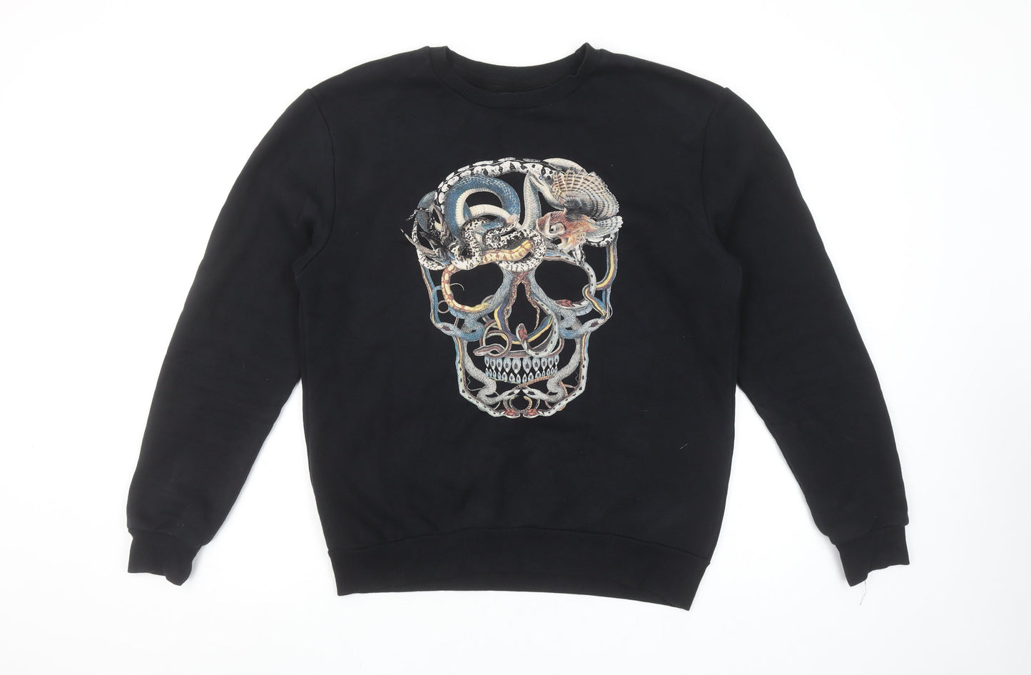 Zara Man Black Skull Snake Graphic Print Sweatshirt Men’s S