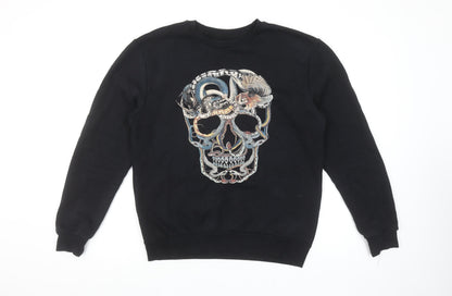 Zara Man Black Skull Snake Graphic Print Sweatshirt Men’s S