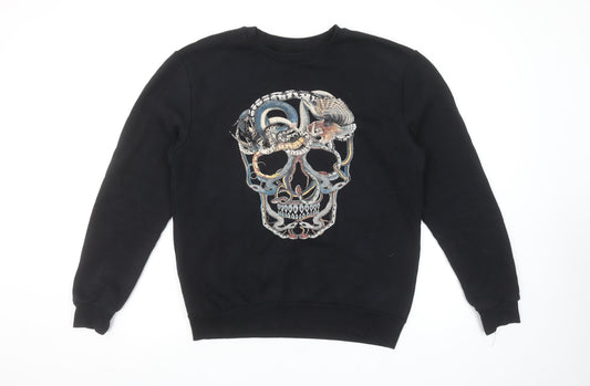 Zara Man Black Skull Snake Graphic Print Sweatshirt Men’s S