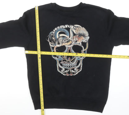 Zara Man Black Skull Snake Graphic Print Sweatshirt Men’s S