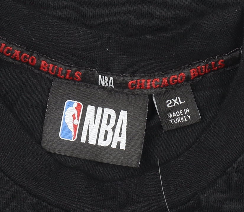 NBA Chicago Bulls Black 2XL Men's Graphic T-Shirt 100% Cotton