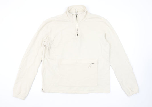 Mens UK Size S Marks and Spencer Beige 1/2 Zip Sweatshirt