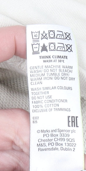 Mens UK Size S Marks and Spencer Beige 1/2 Zip Sweatshirt