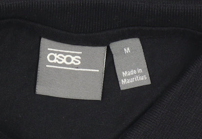 ASOS Men's Black Short Sleeve Polo Shirt M Gold Baroque Print