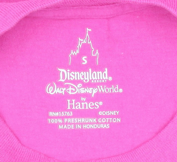 Womens UK Size S Disney Pink Basic T-Shirt