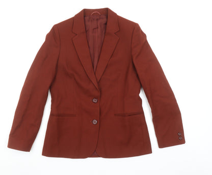 Marks and Spencer Women’s Brown Wool Blazer Size 12 Single Breasted Jacket