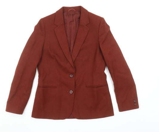 Marks and Spencer Women’s Brown Wool Blazer Size 12 Single Breasted Jacket