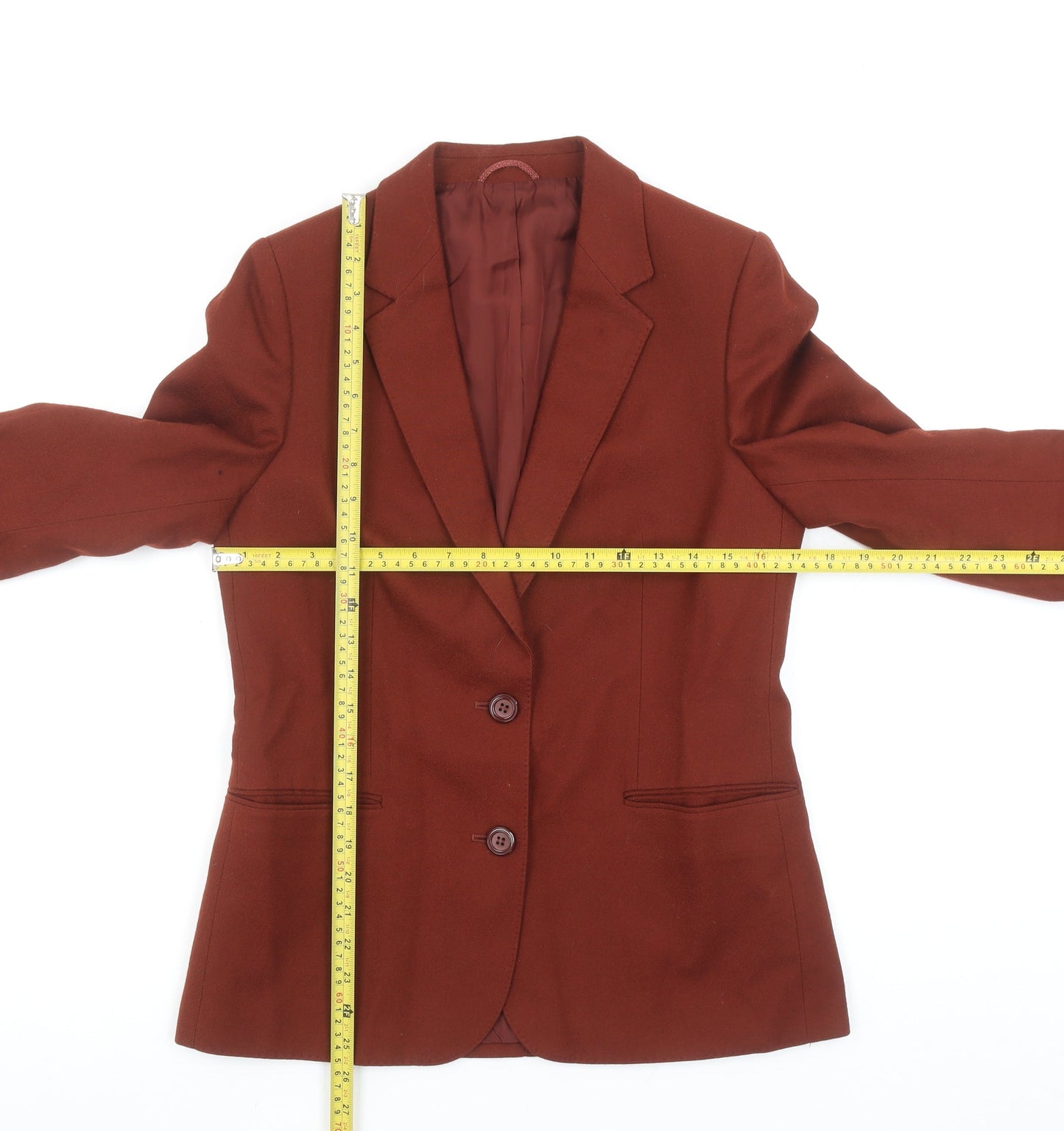 Marks and Spencer Women’s Brown Wool Blazer Size 12 Single Breasted Jacket