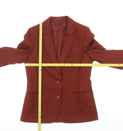 Marks and Spencer Women’s Brown Wool Blazer Size 12 Single Breasted Jacket