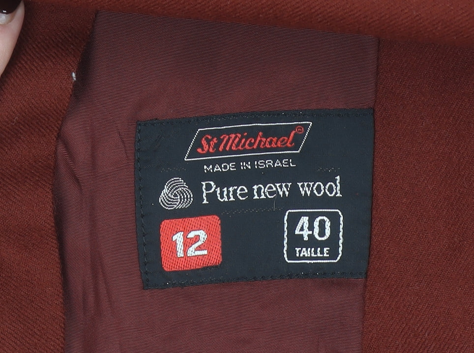 Marks and Spencer Women’s Brown Wool Blazer Size 12 Single Breasted Jacket