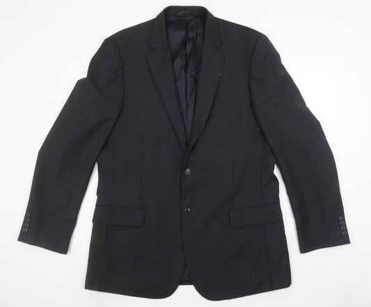 Austin Reed Men's Grey Wool Suit Jacket 44L Classic Fit Two-Button
