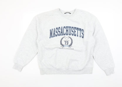 Dunnes Women’s Grey Massachusetts Printed Pullover Sweatshirt M