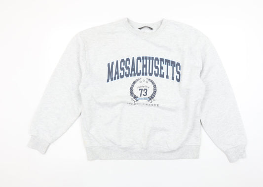 Dunnes Women’s Grey Massachusetts Printed Pullover Sweatshirt M