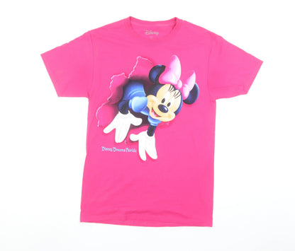 Disney Womens Pink Minnie Mouse Graphic T-Shirt Size S
