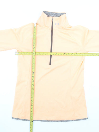 Under Armour Womens Beige Long Sleeve 1/4 Zip HeatGear Top Size S