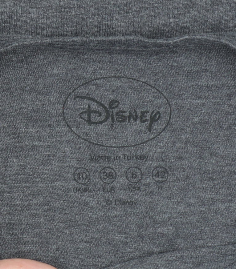 Womens UK Size 10 Disney Grey Basic T-Shirt