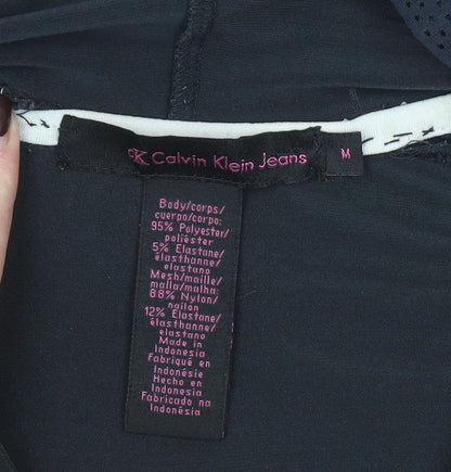 Calvin Klein Jeans Women's Black Full Zip Hoodie Size M Polyester Blend