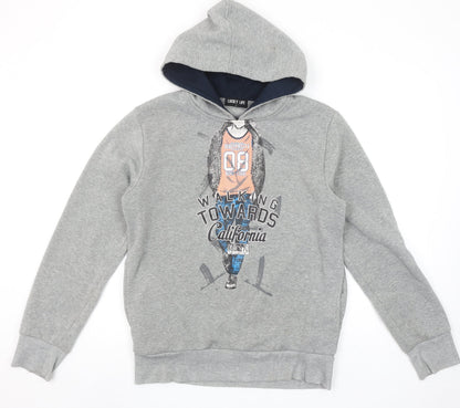 Boys UK Size L Lucky Life Grey Pullover Hoodie
