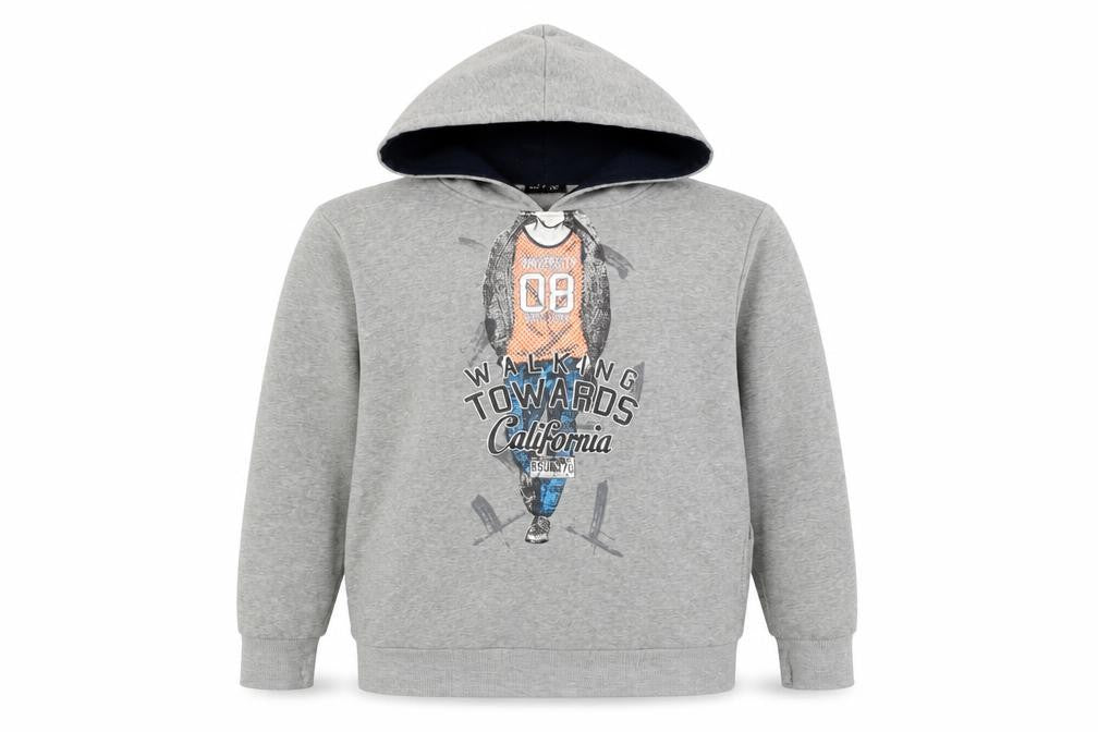 Boys UK Size L Lucky Life Grey Pullover Hoodie