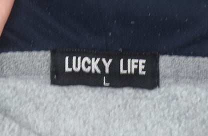 Boys UK Size L Lucky Life Grey Pullover Hoodie