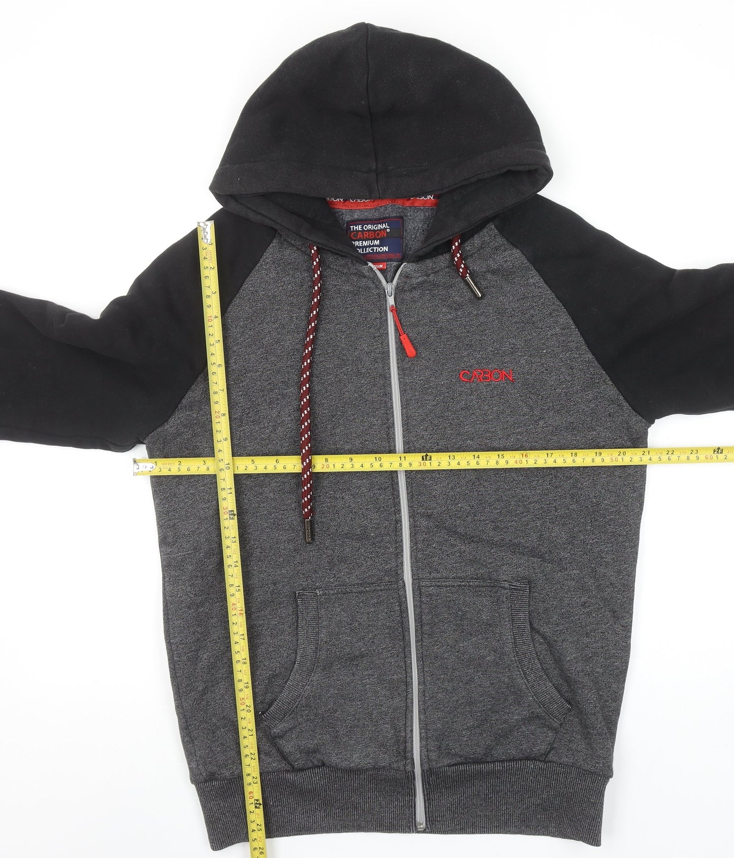 Mens UK Size M Carbon Grey Full Zip Hoodie