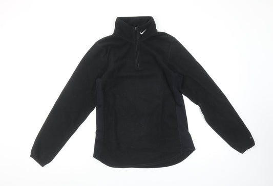 Nike Womens Black Fleece 1/4 Zip Pullover Sweatshirt Size S (4-6)
