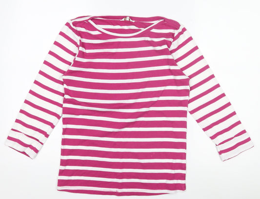 Cotton Traders Women's Pink Striped Long Sleeve Jersey Top Size 10
