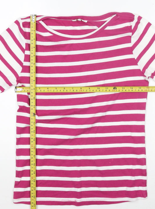 Cotton Traders Women's Pink Striped Long Sleeve Jersey Top Size 10