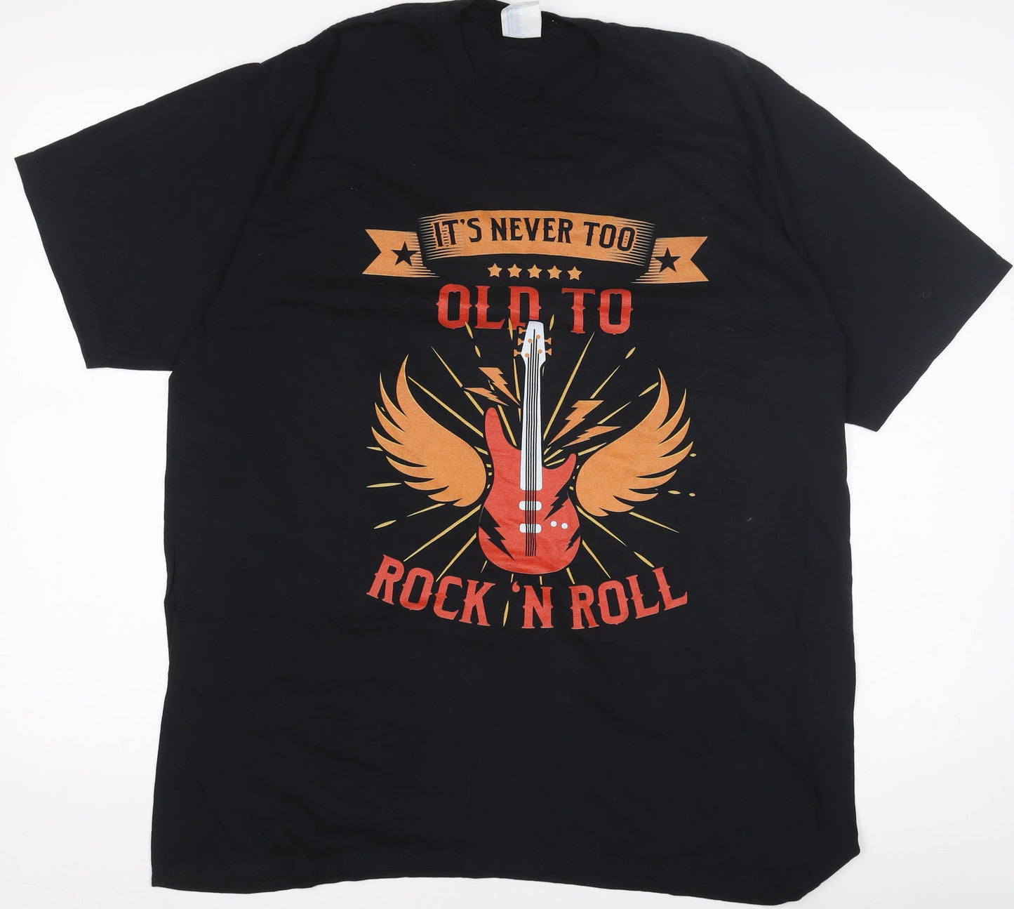 Port & Company Men's Black XL Rock 'N Roll Graphic Cotton T-Shirt