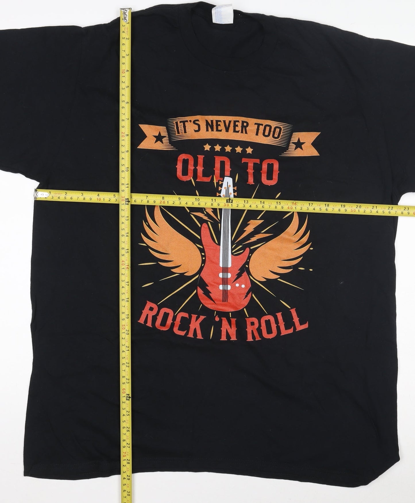 Port & Company Men's Black XL Rock 'N Roll Graphic Cotton T-Shirt