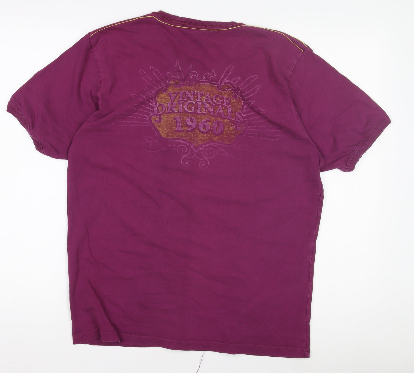 Lonsdale Men's Purple Vintage Boxing Graphic V-Neck T-Shirt Size L