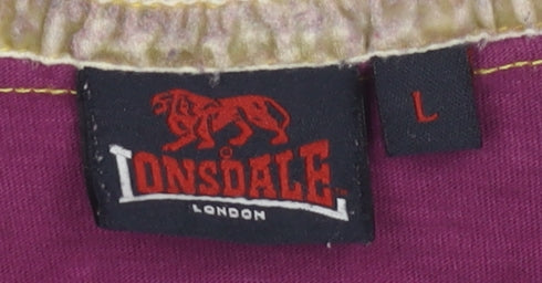 Lonsdale Men's Purple Vintage Boxing Graphic V-Neck T-Shirt Size L