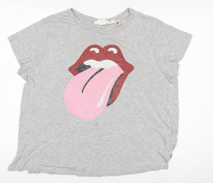 Womens UK Size 12 H&M Grey Basic T-Shirt