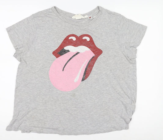 Womens UK Size 12 H&M Grey Basic T-Shirt
