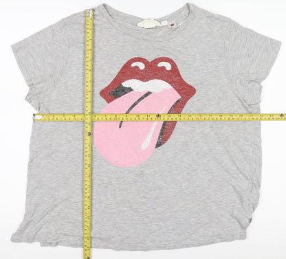 Womens UK Size 12 H&M Grey Basic T-Shirt