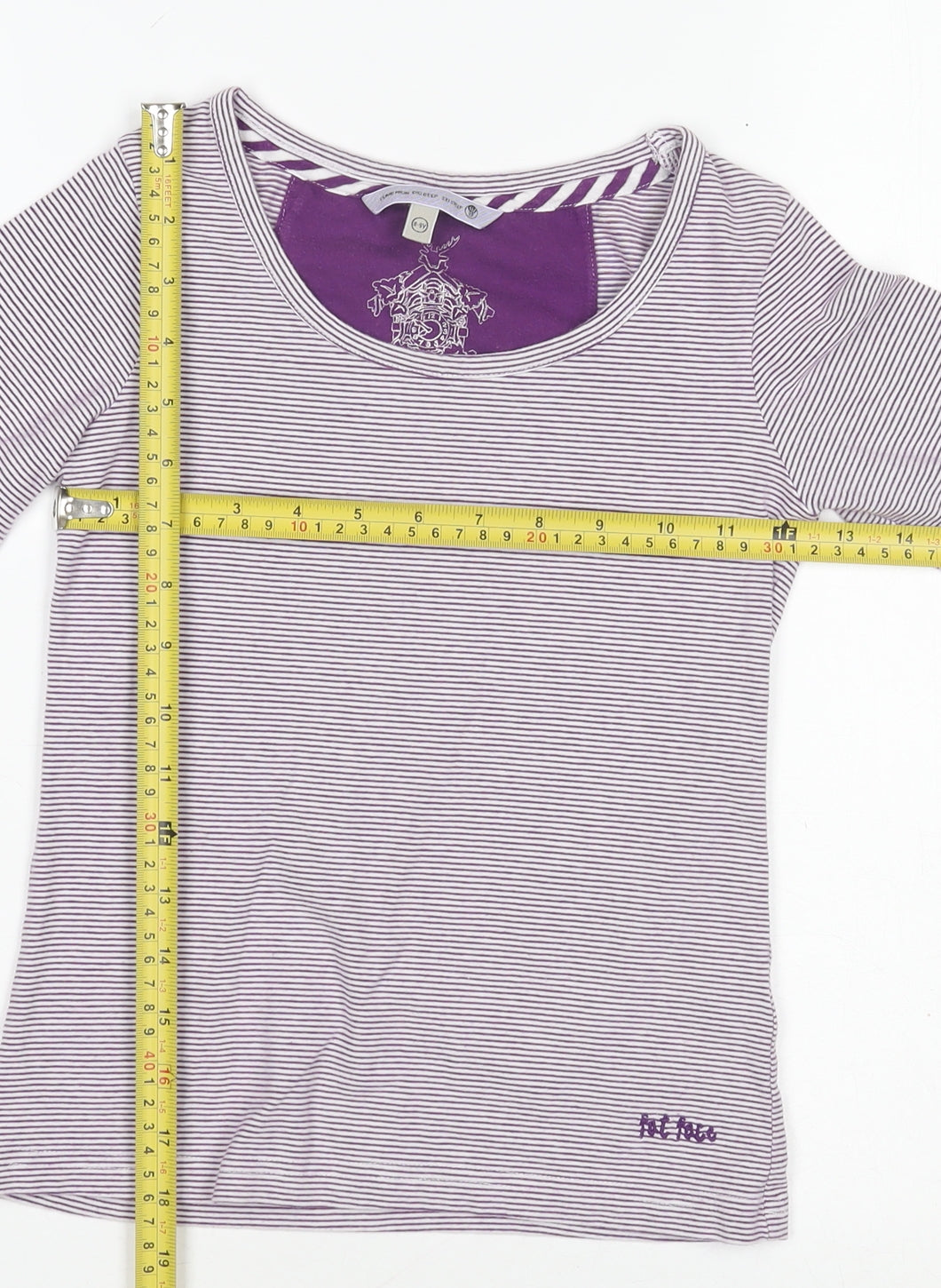Girls UK Size 8-9 Years Fat Face Purple Basic T-Shirt