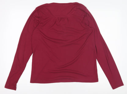 Fatface Womens Red Long Sleeve Henley T-Shirt Size 14