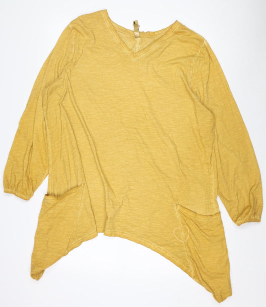 Womens UK Size 18 Sheego Yellow Tunic Blouse