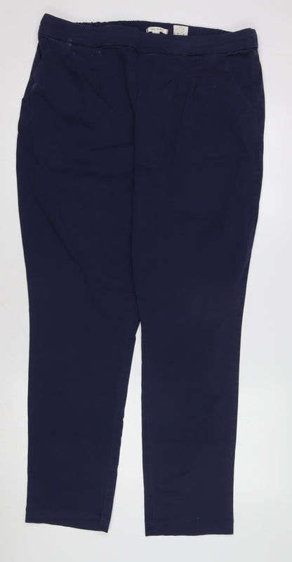 White Stuff Women’s Blue Trousers UK 18 Relaxed Fit Elastic Waist