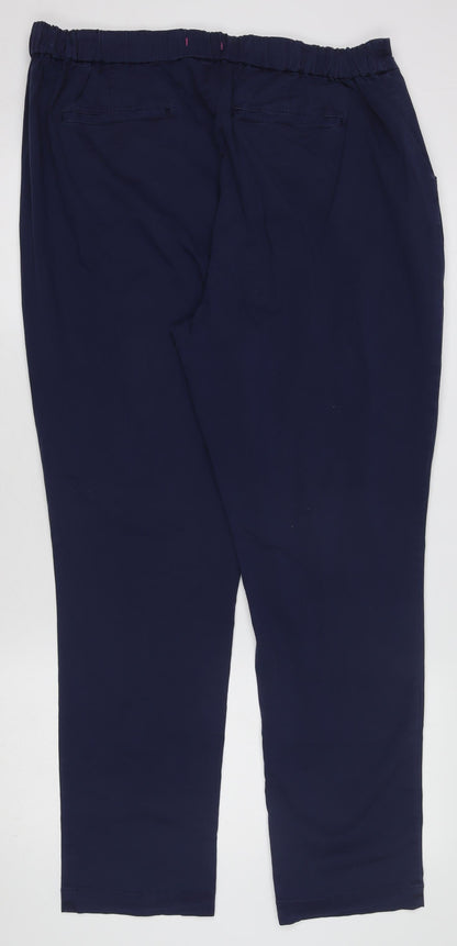 White Stuff Women’s Blue Trousers UK 18 Relaxed Fit Elastic Waist
