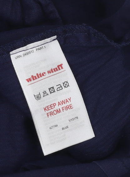 White Stuff Women’s Blue Trousers UK 18 Relaxed Fit Elastic Waist