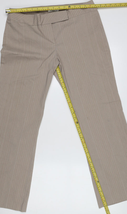George Women’s Beige Pinstripe Dress Pants Size 12 Straight Leg