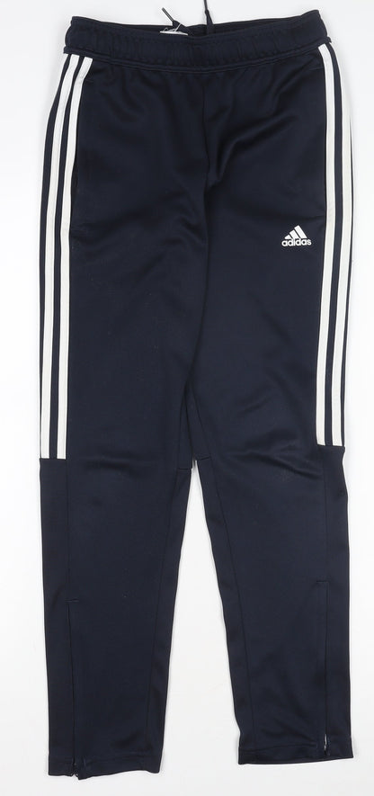 Adidas Boys Navy Blue Track Pants 11-12 Years Tapered Jogger