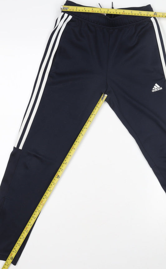 Adidas Boys Navy Blue Track Pants 11-12 Years Tapered Jogger