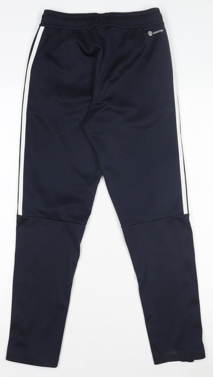 Adidas Boys Navy Blue Track Pants 11-12 Years Tapered Jogger