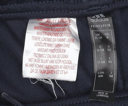 Adidas Boys Navy Blue Track Pants 11-12 Years Tapered Jogger