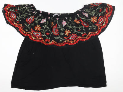 Womens UK Size 12 Marks and Spencer Black Bohemian Blouse