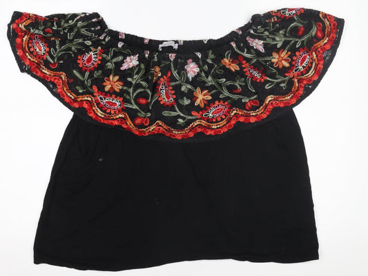 Womens UK Size 12 Marks and Spencer Black Bohemian Blouse